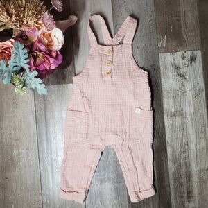 Organic Little Planet by Carter's Pink Gauze Overall Jumpsuit Size 6m NWOT